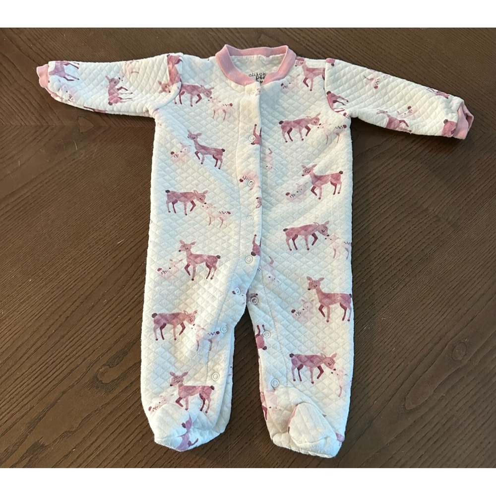 Chick Pea Baby‎ Footed Sleeper Size 6-9 Months Pink & Cream Baby Deer Doe